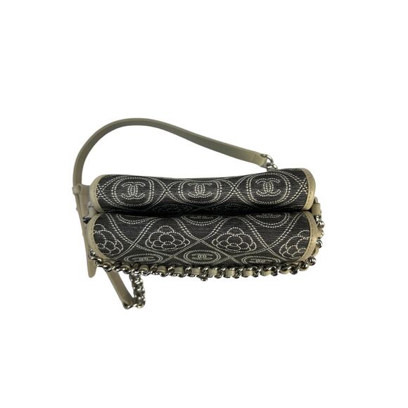 Chanel Camellia Double Side  Quilted Printed Canvas Small Gray Flap Bag - Picture 6 of 9